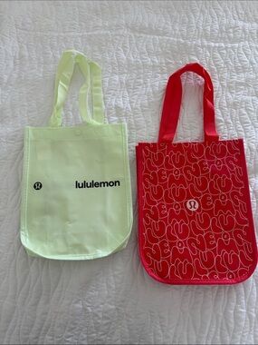 lululemon athletica Neon Green & Red Reusable Tote Bags